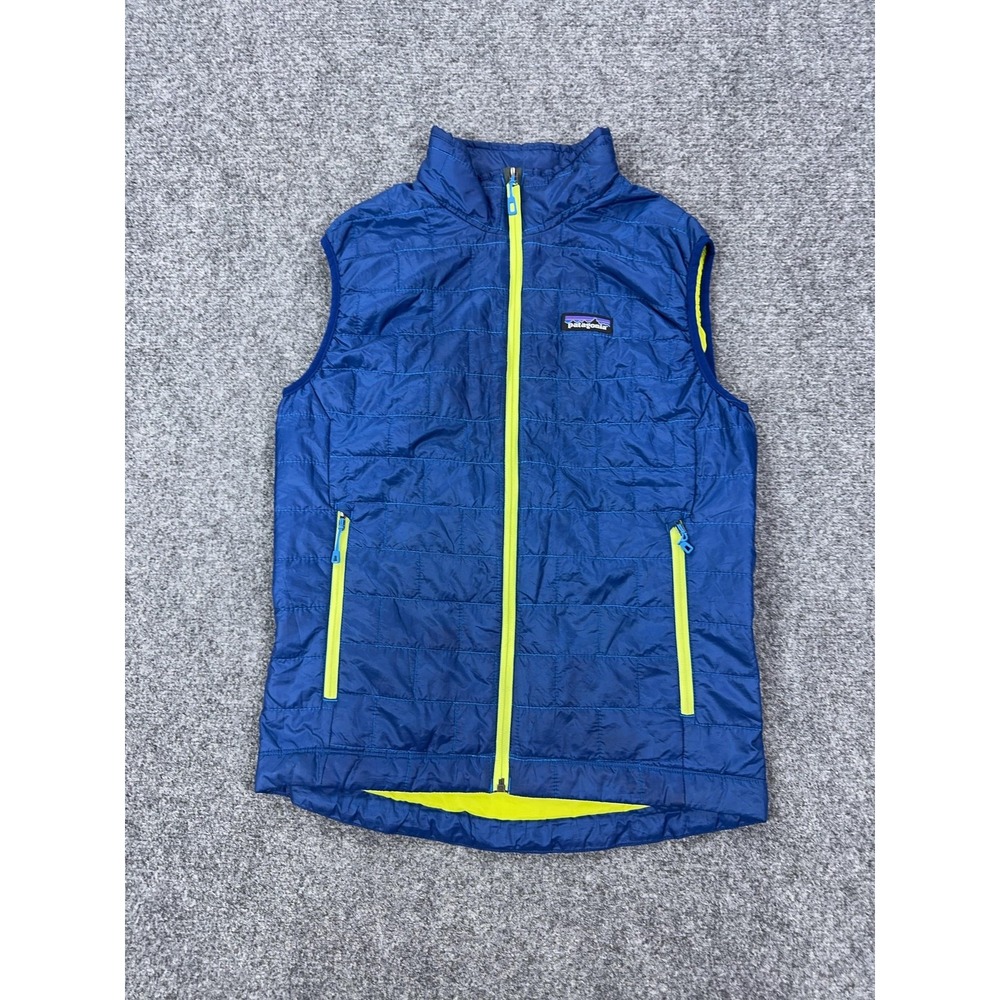 Patagonia Puffer Vest Mens XS Blue Quilted Insulated Full Zip Outdoor Warm